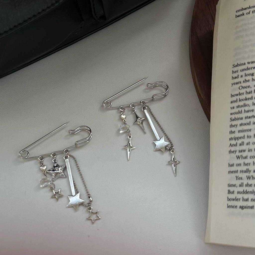 1Pc Starlight Pin Ins Korean Style Blogger Girlfriend Couple Metallic Style Y2K Silver Love Keychain Bag Pendant