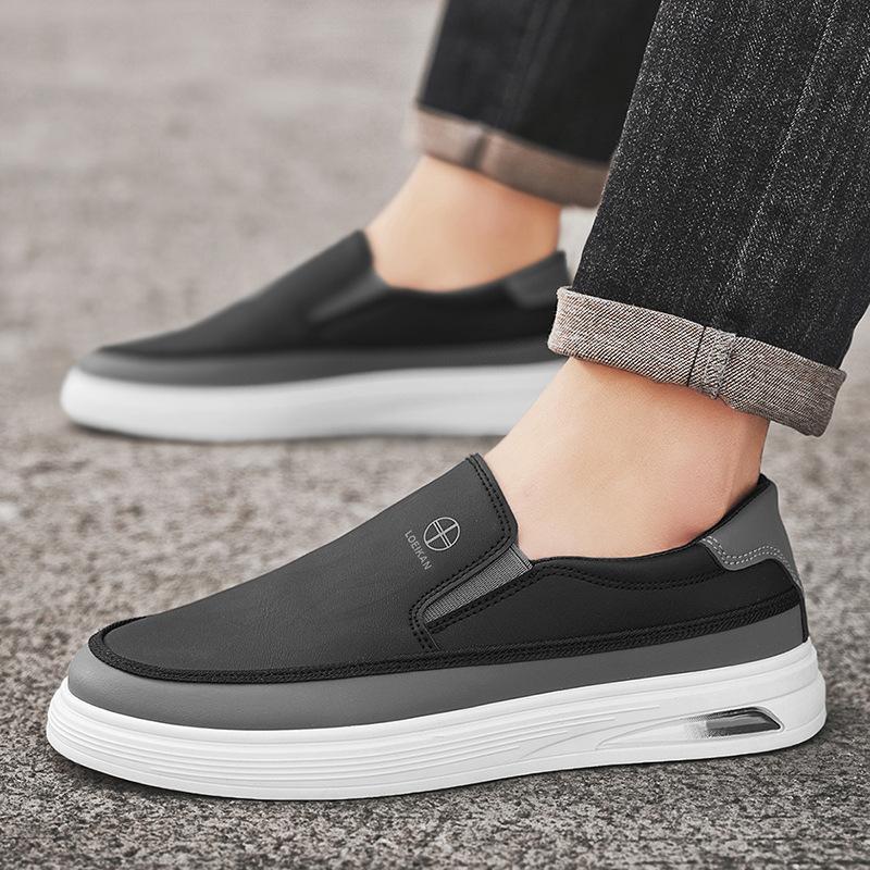 2025 Spring New Men's Casual Leather Shoes Lazy Sleeve Doudou Shoes Little White Shoes Driving Large Size 4748