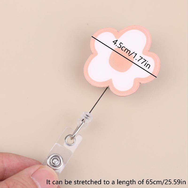 Cute Flower Retractable Badge Reel Chest Card Easy Pull Buckle For Nurse Doctor Student ID Card Holder Office School Supplies