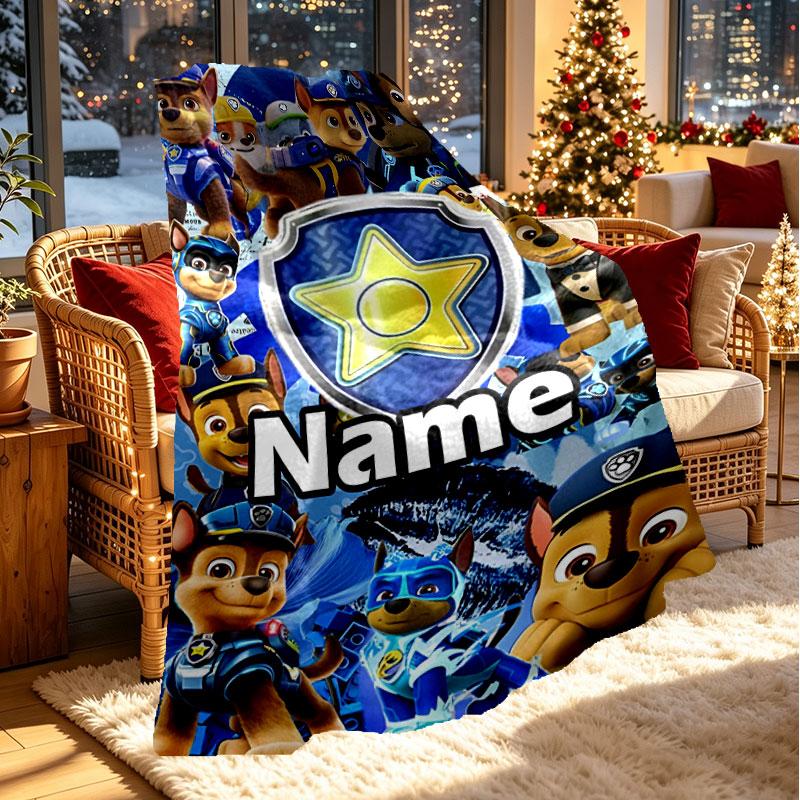 Custom Name Personalized PAW Patrol Print Blanket, Home Decor, Bedroom, Sofa, Camping, Couch, Gifts for Birthday Christmas