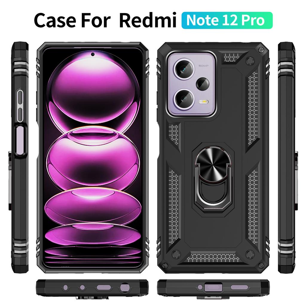 Ring Holder Kickstand Phone Case for Xiaomi Redmi Note 12 Pro 5G/Note 12 Pro Speed 5G/Poco X5 Pro 5G,TPU+PC Hybrid Cover