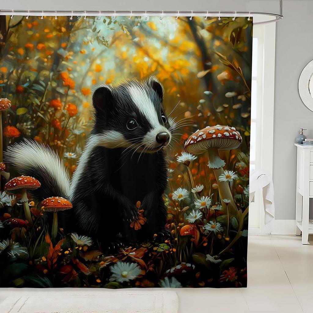 Dog Waterproof Shower Curtains,Cartoon Animal Bath Curtain For Kids Boys Girls Children,Dog Bone Cute Pet Shower Curtain Spotted