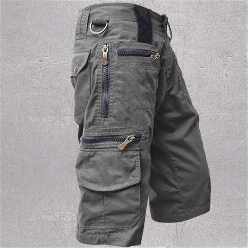 Herren Cropped Hosen Locker Gerade Sommer Übergröße Freizeithosen Mehrfach Taschen Werkzeugshorts