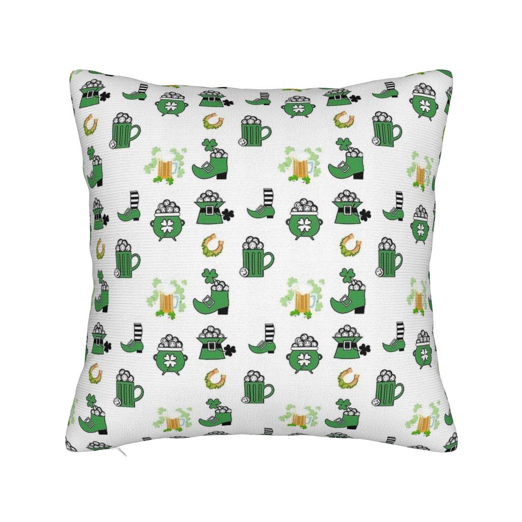 Pillow Cover Funny Leprechaun Playing Soccer St Patrick Day Novelty Pillow Case For Living Room Chair Pillowcases