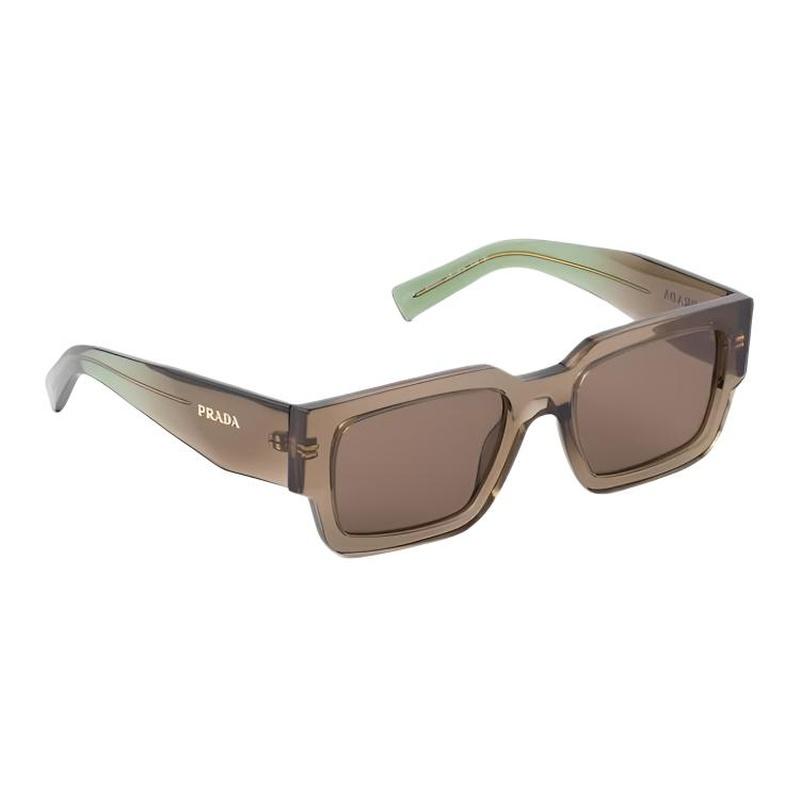 Prada Symbole Unique Three-dimensional Craftsmanship Acetate Square Sunglasses Unisex Couple Style Transparent Bark Brown