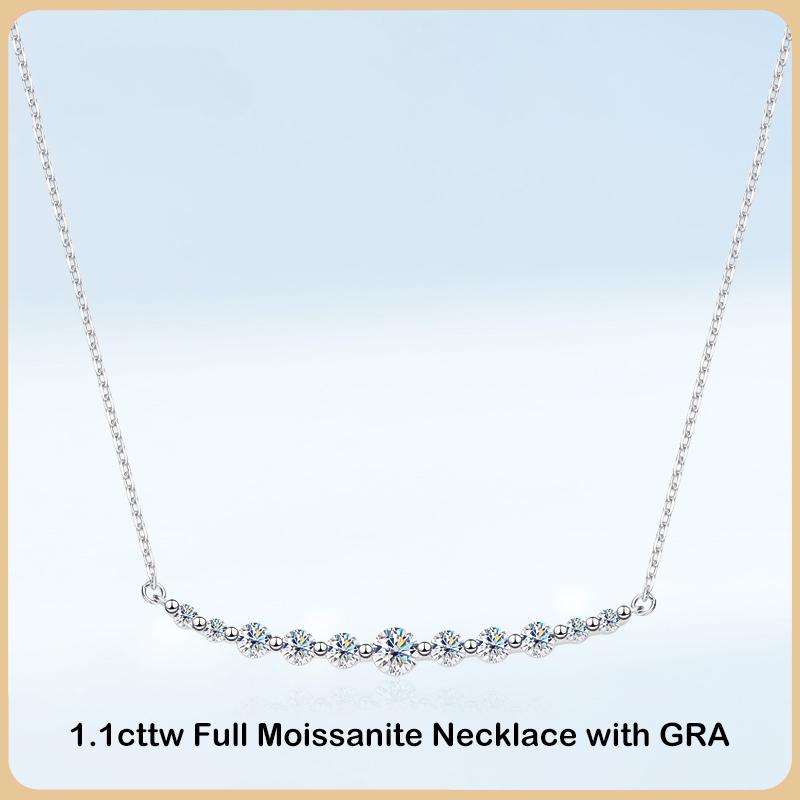 

New In S925 Sterling Silver Real 1.1cttw Moissanite Pendant Necklace for Women Anniversary Diamond Necklaces Fine Jewelry