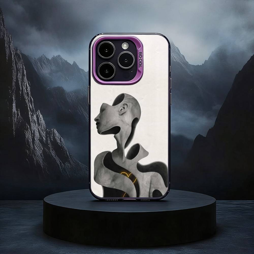 S-Surreal F-Figure A-Art Phone Case For iPhone17,16,15,14,13,12,11 Plus,Pro Max Black Candy Silver Phone Case