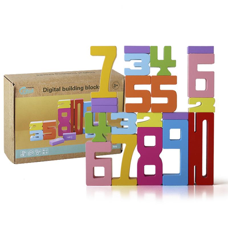 Non-Toxic Diy Wooden Digital Blocks Creative Puzzles Stacking Toys Early Education Montessori Toys For Children Kids