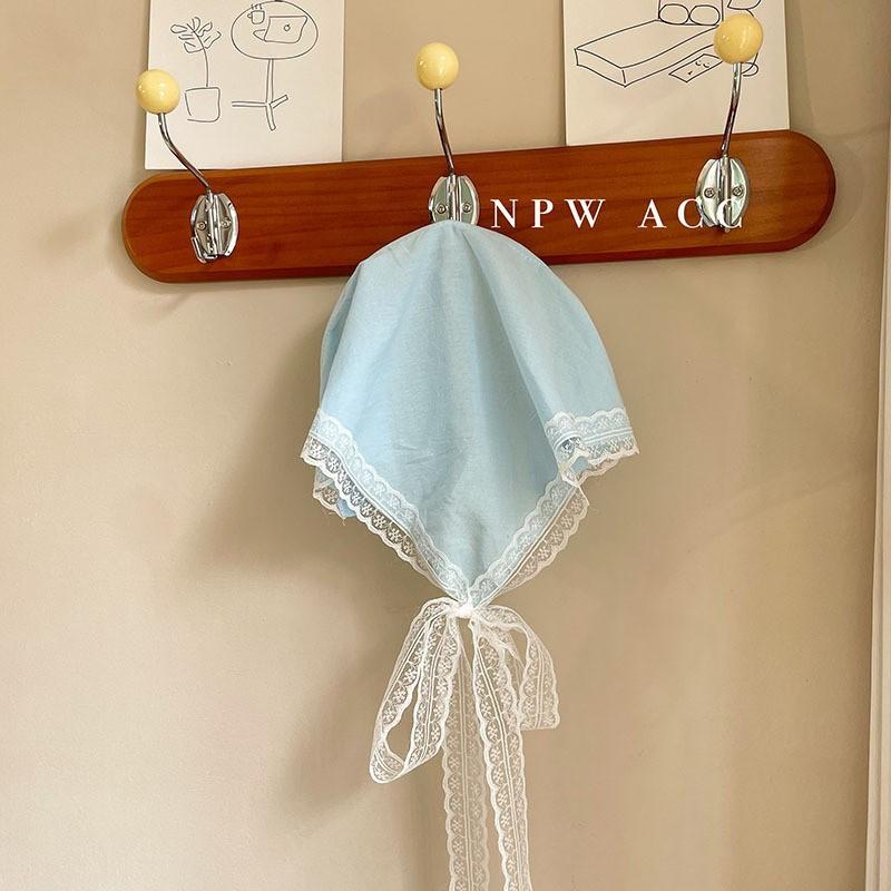 The New Summer Ins High-end Lace Headscarf Pastoral Style Baotou Triangle Scarf Headband Female Light Luxury Headdress Hair Accessories