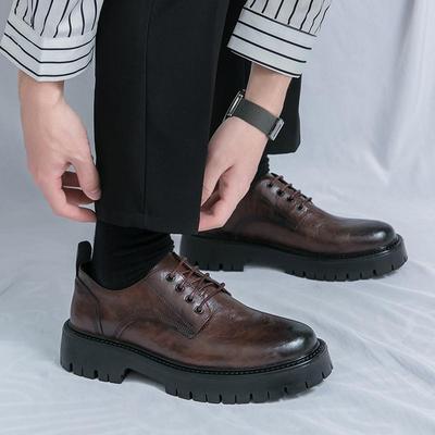 Heißer verkauf männer höhe zunehmende männer leder schuhe neue trendy stil Casual Schuhe Schwarz lace up bequeme schuhe männer