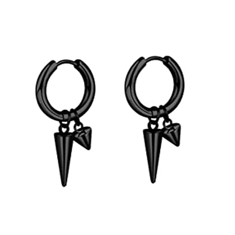 Black Series Titanium Steel Punk Style Earrings - Unisex, Korean Fashion, Unique Design