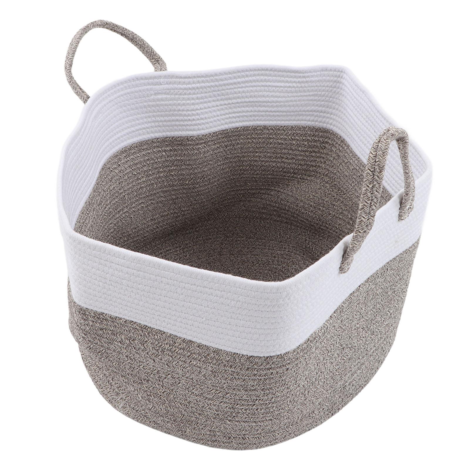 Cotton Rope Woven Basket Large Capacity Flexible Multifunction Woven Storage Basket with Handle for Type 1