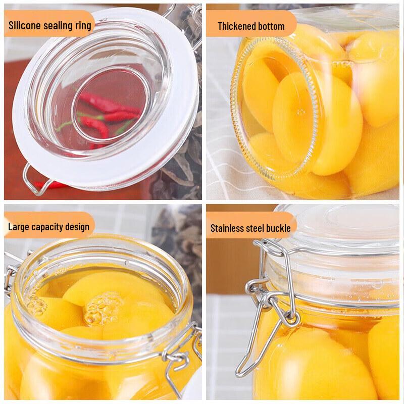 Baijie Square Airtight Glass Storage Jar - 1500ml 2-Pack