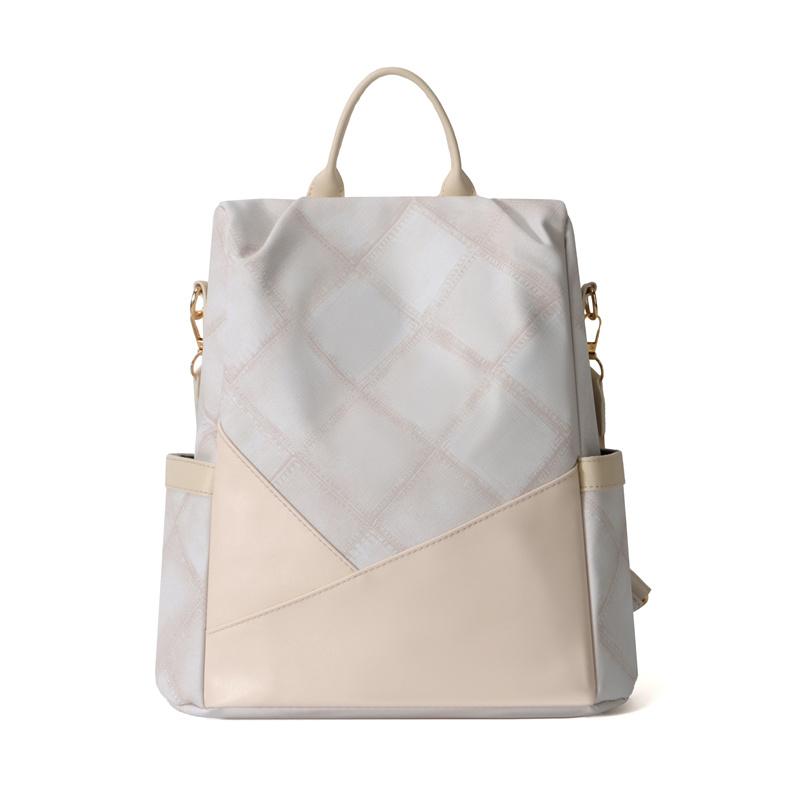 

Ромбовидный женский мягкий кожаный рюкзак с большой вместимостью, сумка через плечо, противоугонный рюкзак бежевый