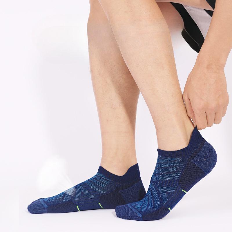 Short, Breathable and Comfortable Running Socks, Wool Socks, Sweat-absorbing and Anti-slip Sports Socks, Thickened Loop Socks for Men