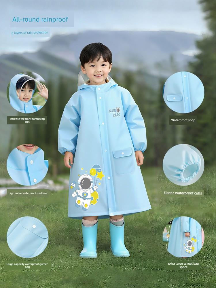 Children's Raincoat for Kindergarten and Elementary School Students, Special for Going to School, Rainproof, Thickened, Cute Rain Poncho for Boys and