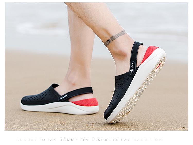 Men's Summer Non-Slip Breathable Hole Shoes: Soft-Soled Double-Use Sports Beach Sandals