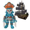 3D Printed Pirate Skeleton Figurine Movable Joints Halloween Pirate Figure Articulated Pirate Model Toy Home Office Desktop Decoration Ornament