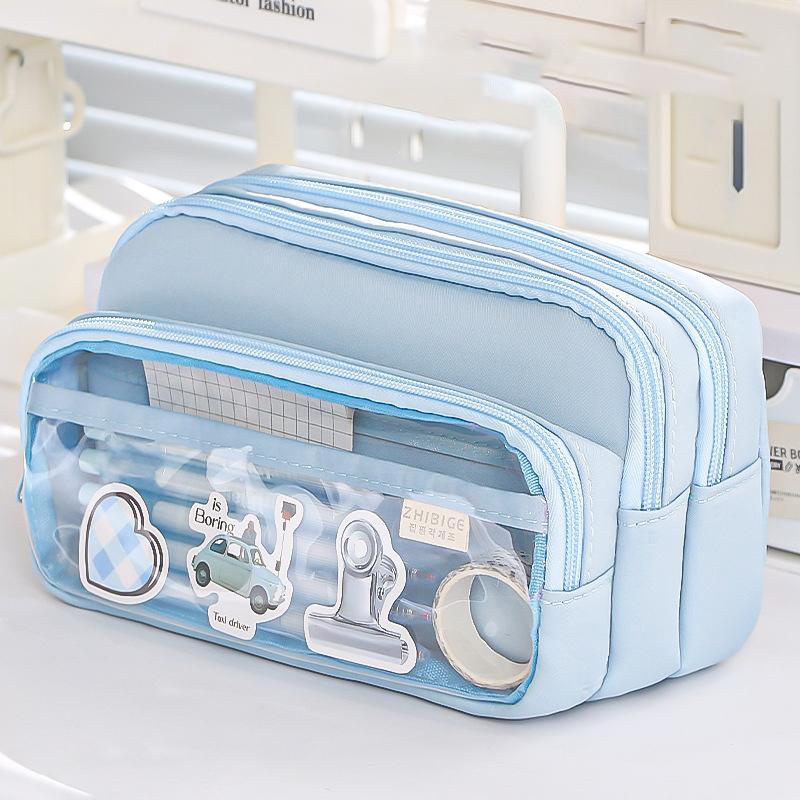 Capacity Pencil Case Stationery Pen Bag Beauty Bag Portable Cosmetic Storage Bag Back School