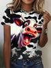 Plus Size Funny Cow Print T-shirt Casual Short Sleeve Crew Neck Top for Summer Women Plus Size Clothing Quick Drying Breathable