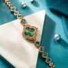 Emerald Four-Leaf Clover Quartz Bracelet Watch for Women