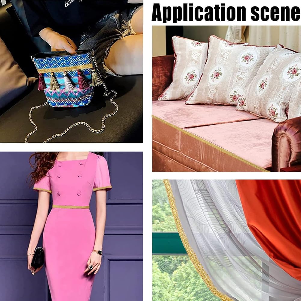 GORGECRAFT 25 Yards Metallic Lace Trim Embroidered Gold Braided Centipede Edge Ribbon Applique Gimp Woven Edging Trimmings for Sewing Christmas Home