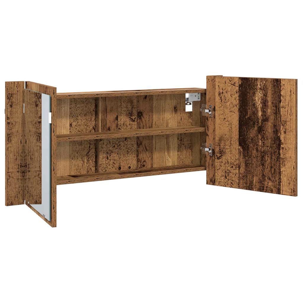 LED Mirror Cabinet Rustic Wood Style 100 x 12 x 45 cm Engineered Wood