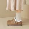 Leather women's winter velvet thick-soled one-pedal single shoes warm cotton shoes