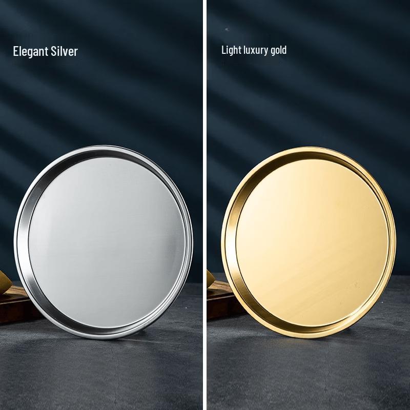 

ZISIZ 304 Stainless Steel Round Dinner Plate & Tray