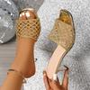 Fashion 2025 New Women Fashion Sandals Mesh Square Toe Thin High Heels Women Sandals Elegant Comfortable Summer Shoes Zapatos De Mujer