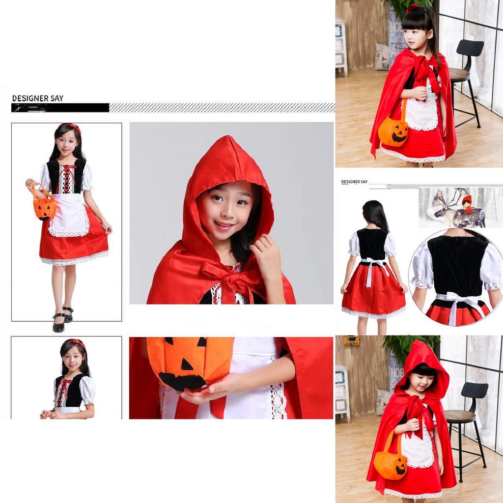 Šaty pro princeznu Červenou Karkulku Halloweenský pohádkový kostým pro děti