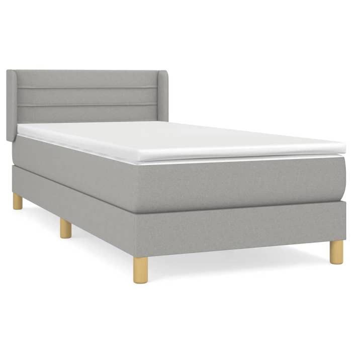 3130305 vidaXL Lit à sommier tapissier avec matelas Gris clair 80x200 cm Tissu