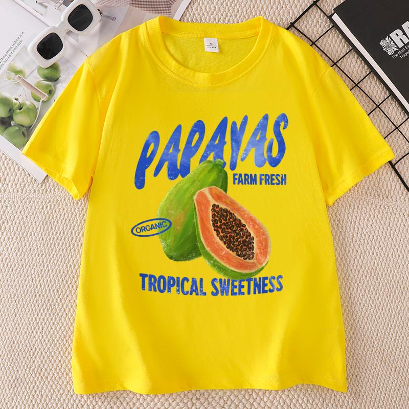 Papaya T Shirt Fruit Summer Graphic Tshirt Causal Round Neck Printed Short Sleeve Tshirt Fashion Clothing
