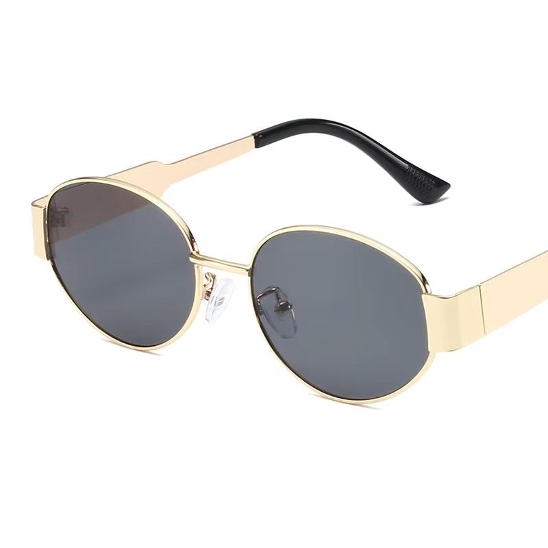 Vintage Oval Sunglasses New Stylish Metal Rim Outdoor Shades Trendy Fashion Luxury Brand Design Anti-UV Sun Glasses