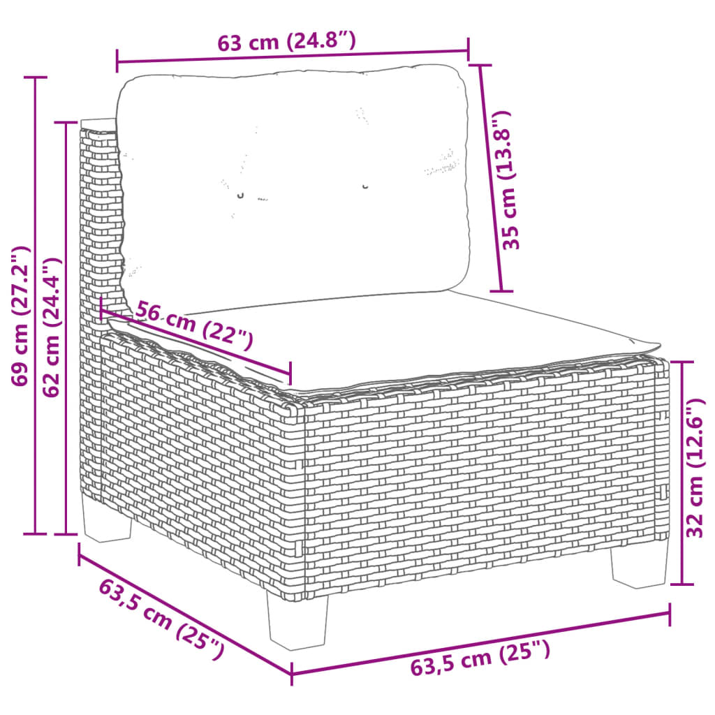 Vidaxl 10-Cz. Set di Mobili da Giardino con Cuscini, Beige, Polyrattan