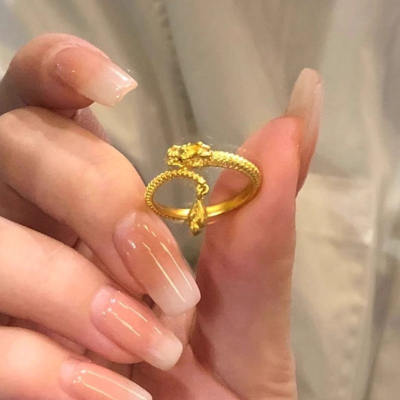 Chinese Style Dragon Shaped Opeen Rings for Women Couple Vintage Silver Color Adjustable Finger Ring Jewelry Gift