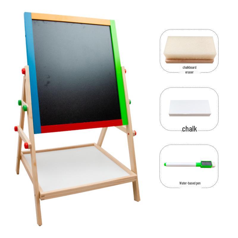 Kids' Double-Sided Magnetic Liftable Wooden Easel - Colorful Art & Drawing Toy