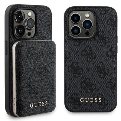 Set Guess Gubpm5P13L4Gemgk Iphone13 Pro 6.1 Hardcase + Powerbank 5000Mah Magsafe Schwarz/Black 4G Metall-Logo