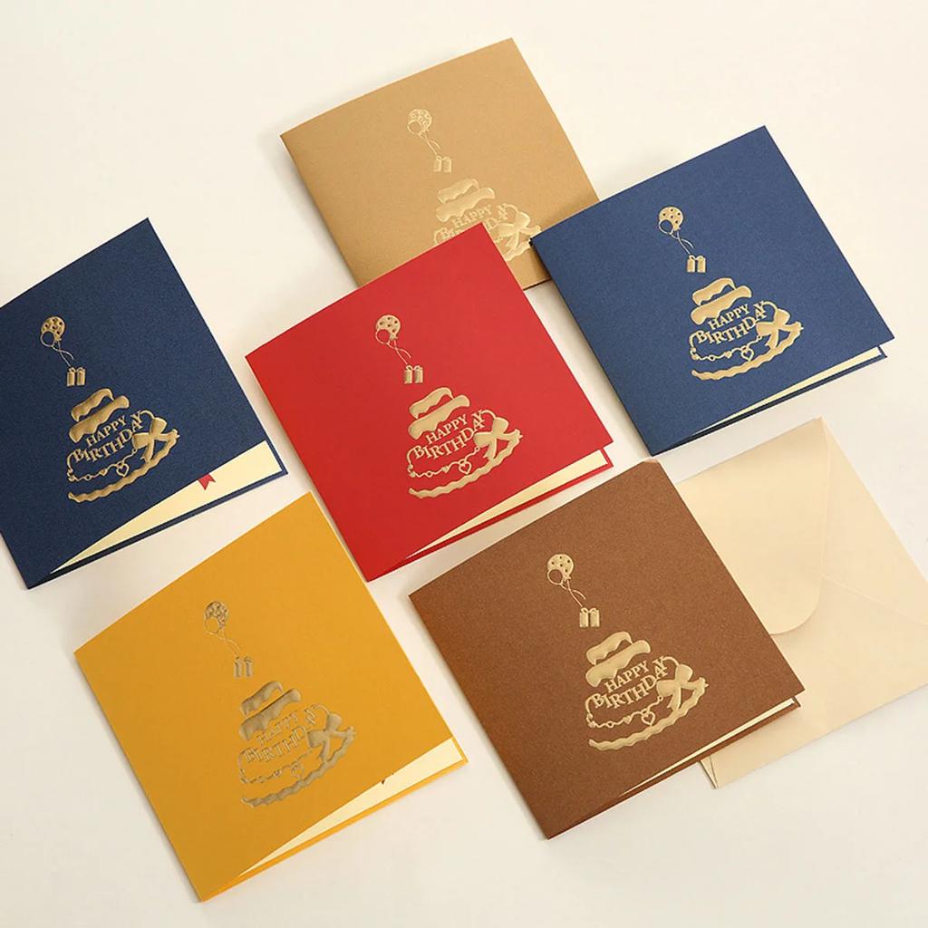3D Greeting Card Stereoscopic Birthday Card Colorful Stereoscopic Birthday Happy Employee Greeting Card Envelope Wedding Decor