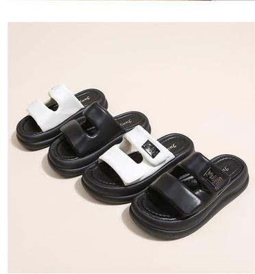 Damen Hausschuhe Sommer Dicksohlige Buchstaben Hausschuhe Koreanischer Stil Weichsohlige Strandhausschuhe Sommer Mantel für Damen
