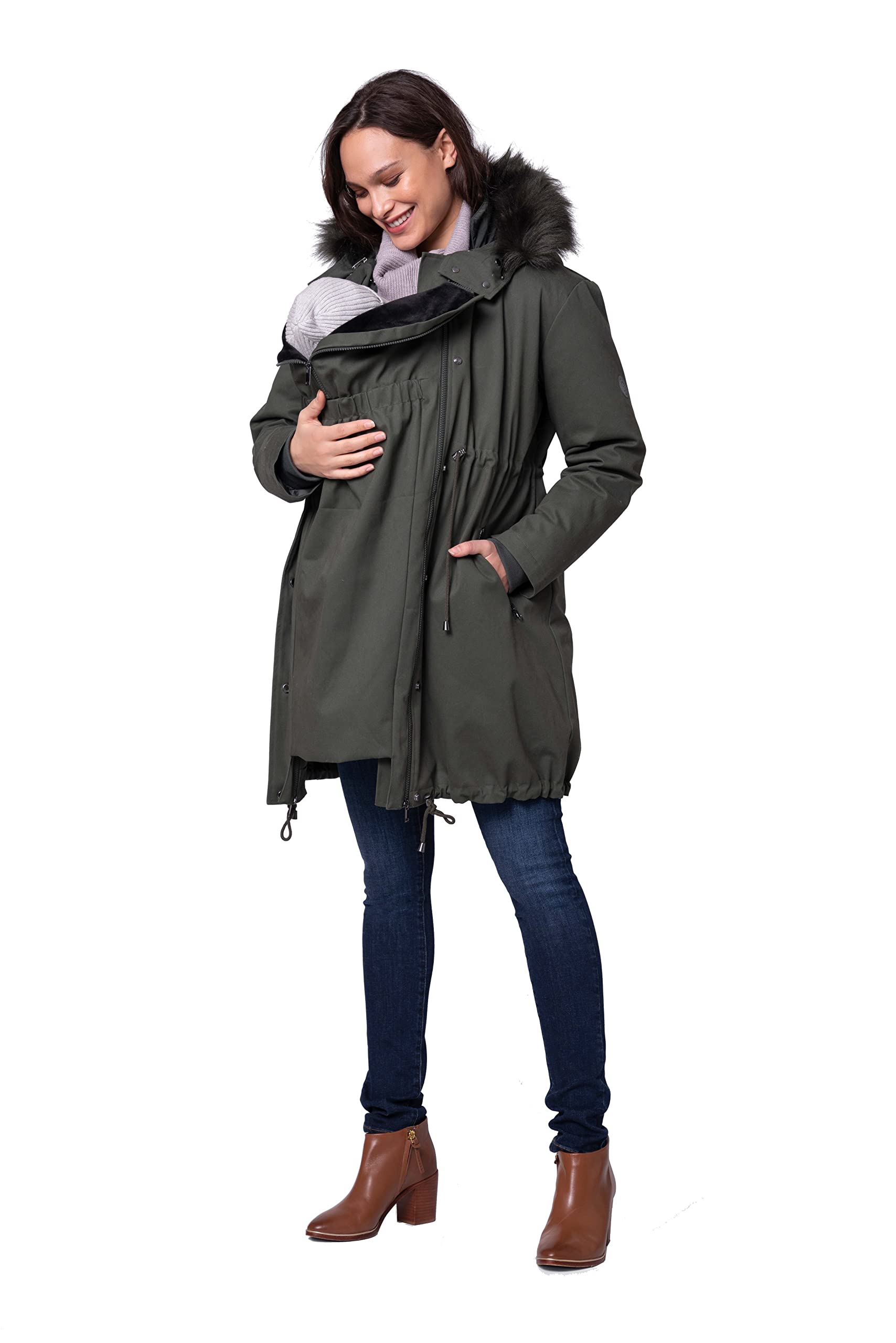 

Maternity Down Coat for Baby ZORAH Khaki [Serafin] Coat, Carriers, Women s XS(UK6) хакі