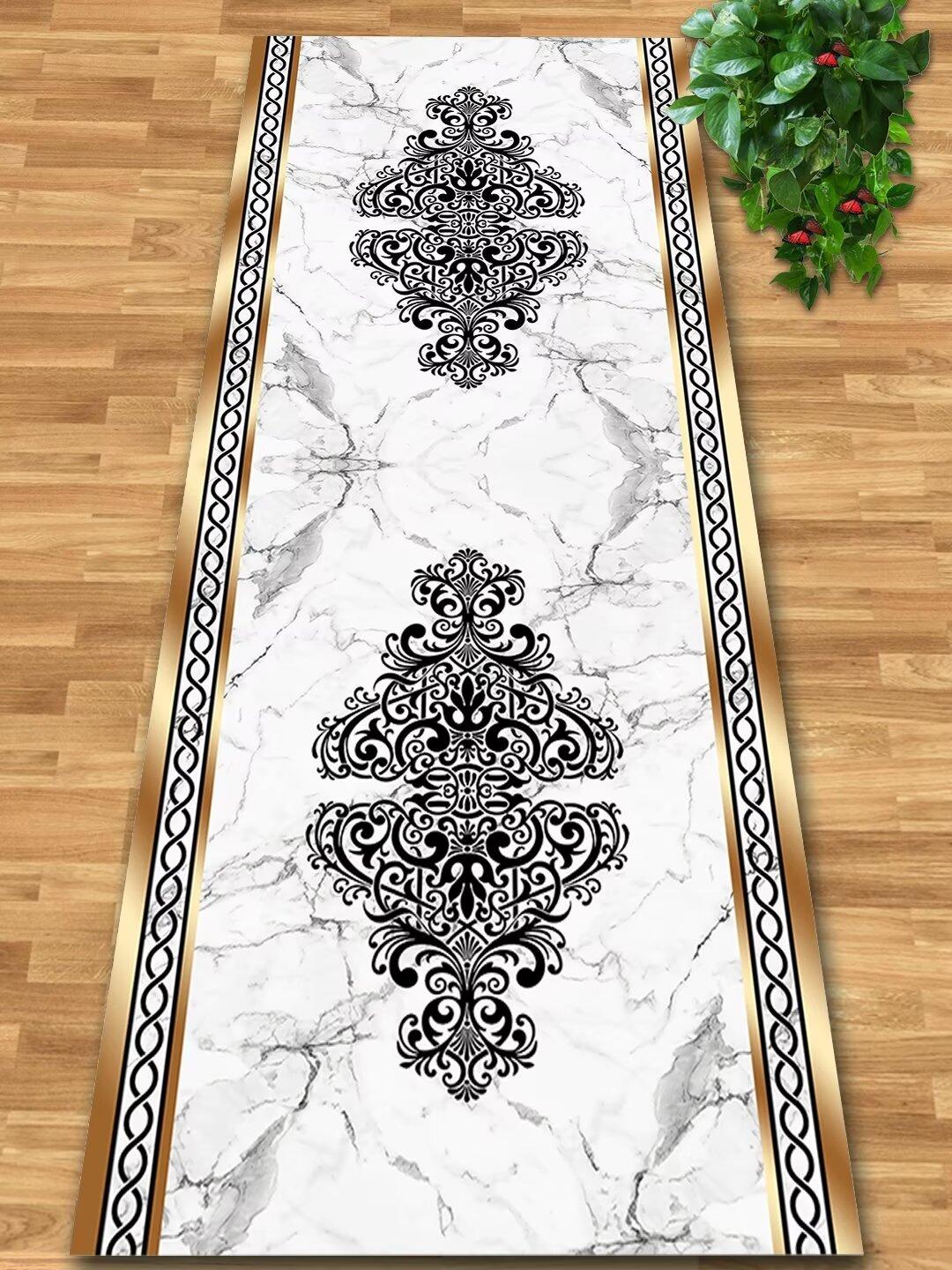 

Роскошный Золотой Длинный Ковер для Коридора Нескользящий Коврик для Прохода Большой Площади Моющийся Коврик для Прихожей Входной Коврик для Гостиной 160*200cm