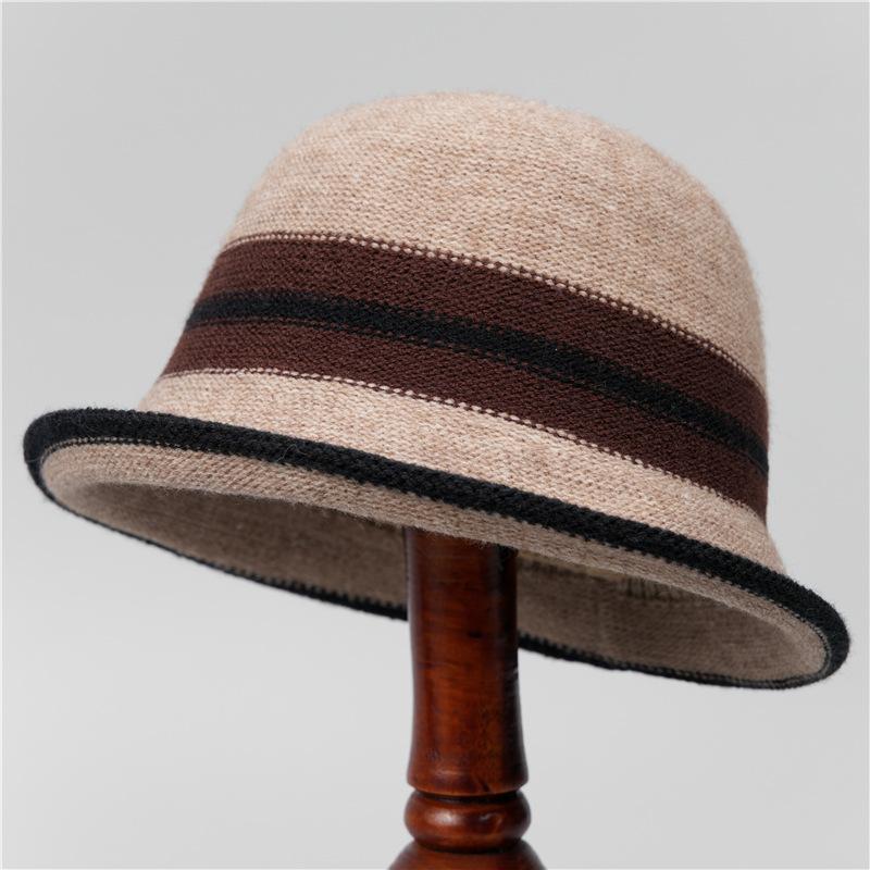 Dome Knitted Bucket Hat Women'S Tide Casual Versatile Mother Crimped Basin Hat Shows Small Face