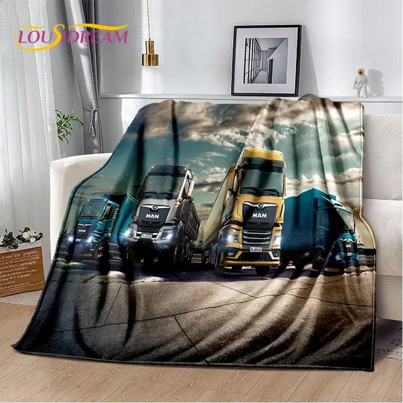 Coperta morbida in flanella 3D con motivo Camion per Letti Camera da letto Divano Picnic, Coperta da lancio per Coprire Tempo libero all'aperto Riposo Regalo