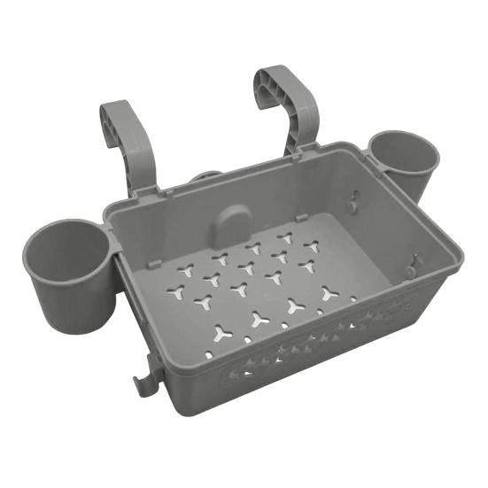 Poolside Storage Basket with Cup Holder Large Capacity Strong Load-bearing Hollow Design Waterproof Swimming Pool Hanging Storage Basket