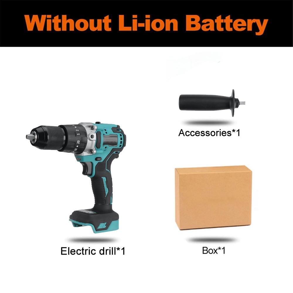 

388VF Бесщеточная электрическая дрель-отвертка 3 в 1 13 мм 520NM Беспроводная ударная дрель с крутящим моментом 20 + 2 электроинструмента с 2 батареями Only machine