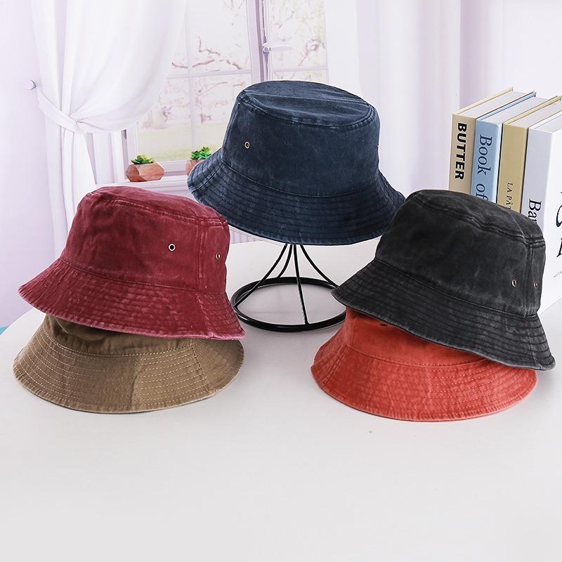 Bucket Hat Men's and Women's Sunscreen Visor Hat Washed Cotton Old Basin Hat Retro Cowboy Hat Travel Small Face