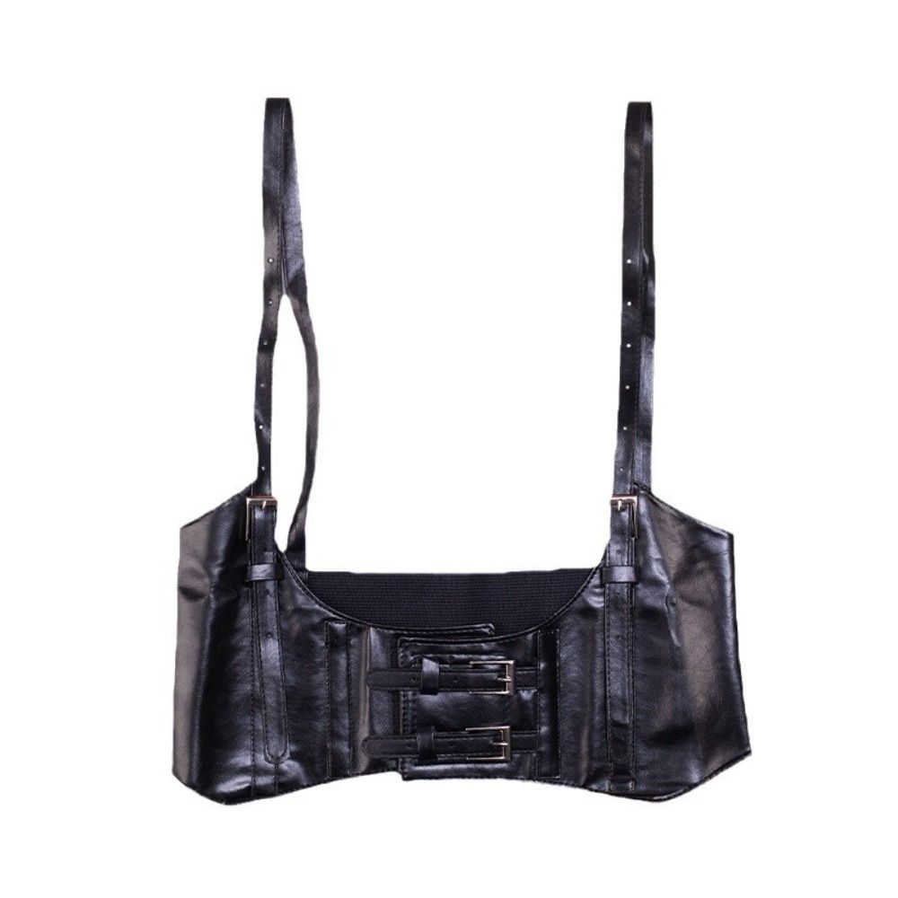 High Waist Wide Belt PU Leather Waist Corset Fashion Suspenders Elastic Cummerbunds Ladies