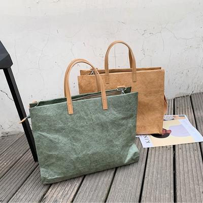 New Kraft Paper Bag Handheld Commuter Bag Waterproof One-Shoulder Bus Bag