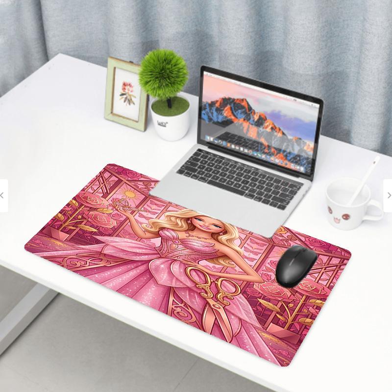 Barbie Print Mouse Pad, Anti‑Slip Desktop Keyboard Mat, for PC Laptop Gaming Working Daily Use, Cool Festival Surprise Gift